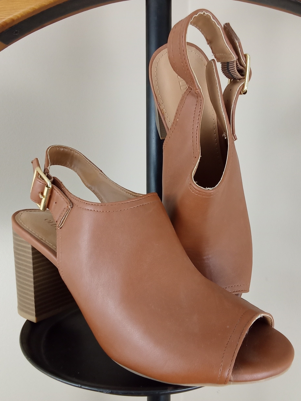 Old Navy Tan Open-Toe Slingback Block Heel Sandals